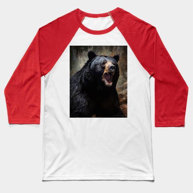 Oil paint, Hyperrealism, Amazing Zoo Black bear Baseball T-Shirt by ABART BY ALEXST 